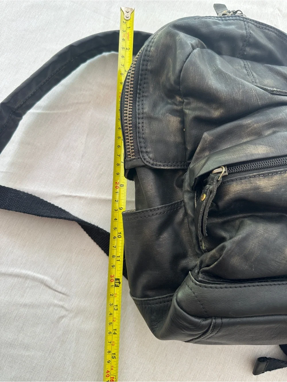 Frye Black Leather Zipper Front Backpack